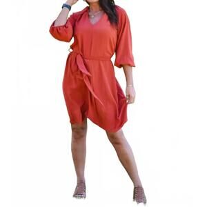 NEW STYLIVE hustle and bustle mini dress in rust